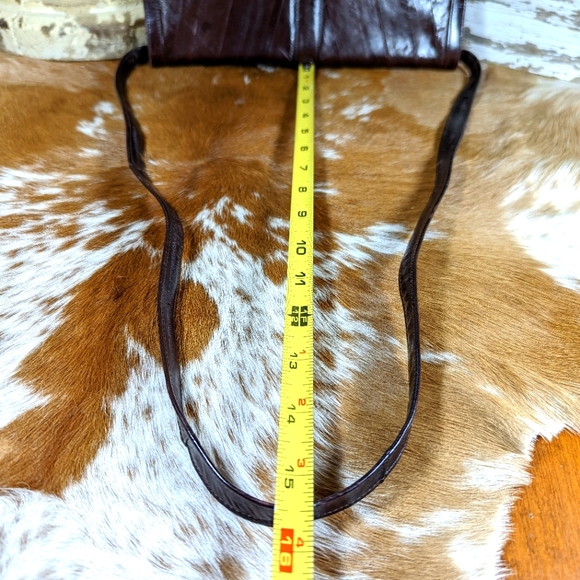 Eel Skin Vintage Brown Crossbody Clutch Bag Purse 1980's - Picture 8 of 8